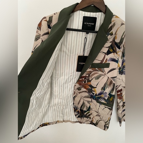 LE SUPERBE Coastal Paradise Floral printed blazer cotton tropical jacket Small 4 - Picture 9 of 10